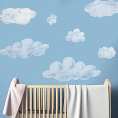 iinuu blue-white cloud wall decal set7-1 adds calming nursery decor and removable, residue-free application
