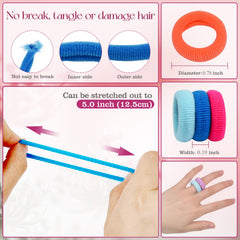 IKOCO soft seamless hair ties closeup shows snag-free elastic for gentle hold.