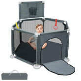 IELECMG baby playpen assembly demonstrates a sturdy setup for safe, spill-free play.