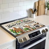 ILIEMOC Home Sweet Home stovetop cover assembled on an electric stove adds extra counter space.