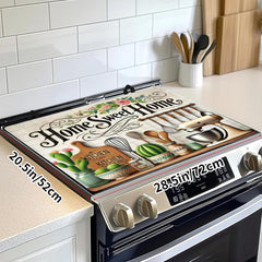 ILIEMOC Home Sweet Home stovetop cover serves as a dish-drying mat on busy counters.