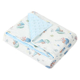 illikkuyax Sailboats Sea Explorer blanket front-muslin-close-up shows soft touch and gentle warmth.