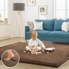 ILPEOD Baby Play Mat edge closeup showing soft velvet cushioning for safe play.