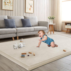 ILPEOD baby play mat memory foam closeup with cushioned surface for comfy tummy time.