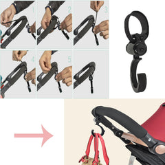 iLulala stroller hook curved opening securely grips bags during travel.
