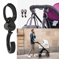 iLulala stroller hook in use on a walker keeps essentials organized.