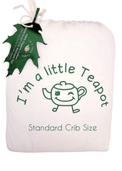 I'm A Little Teapot organic crib mattress pad top cover showing plush cotton surface for gentle sleep