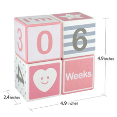 I'm solid wood milestone blocks pink closeup numbers for newborn photos.
