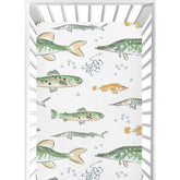 CaTaKu Watercolor Fish Mini Crib Sheets for Girls Boys Baby Mattress Sheets Fitted, Soft Toddler Nursery Bed Sheets Neutral 28"x 52"