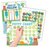 Hadley Designs potty chart dinosaur boys packaging highlights USA-made quality for family use.