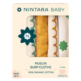 NINTARABABY Burp Cloths – 100% Organic Muslin, Extra-Large 22x12, 7-Layer Absorbent & Waterproof, Reversible (Pack of 5)