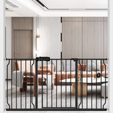 ALLAIBB Extra Wide Pressure Mounted Baby Gate Walk Through Child Kids Safety Toddler Tension White Long Large Pet Dog Gates with Extension for doorways Kitchen (57.48-62.20"/146-158cm, Black)