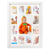 GMFrames Baby First Years Photo Frames 12 Month Picture Frame School Years Graduation Photo Collage White Frame with Mat, Displays One 5x7 Photo and Twelve 2.5x3.5 Pictures