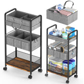 LIDTOP 2In1 Baby Diaper Caddy & 3-Tier Rolling Diaper Cart, Diaper Caddy Organizer Cart with Dividers, Mobile Metal Utility Cart for Nursery Essentials, Detachable Bedside Cart, Large Capacity