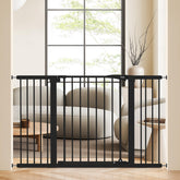 keny baby gate wide adjustable in black expanding to fit large doorways for safer spaces