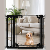 WAOWAO Clear Baby Gate for Stairs Modern Design Acrylic Auto Close Pet Gate, 29.52-37.79" Wide Safety Baby Gate for Doorways,Black Clear Dog Gates Indoor,Hallways,Kitchen