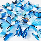 Ewong Butterfly Wall Decals 48PCS 3D Butterflies Decor Removable Mural Sticker Wall Art Home Decoration Kid Girl Bedroom Bathroom Baby Room Nursery Classroom Office Party (Blue)