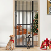 INRLKIT 71" Extra Tall Pet Gate Cat Gate with Cat Door, Fits for 28.7"&37.5" Extra Wide Pressure Mounted Pet Barrier Auto-Close Safety Pet Gate with Walk Through Door Latch,Black