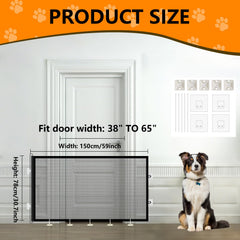 2 Pack Retractable Pet Gate for Doorways and Stairs, Mesh Gate for Dog, Cat, Indoor & Outdoor Use, One-Hand Operation, Easy Installation, 31" Tall, Expands to 59" Wide