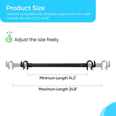 Universal Forward-Facing Stroller Wagon Support Bar,Length Adjustable Crossbar with Hook-Built in,Easy to Install & Remove Bus-Style Seating Upgrade Accessories