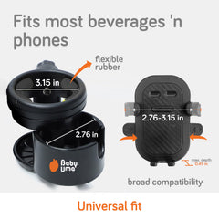 Baby Uma 360-degree phone mount enables one-handed operation while you push the stroller.