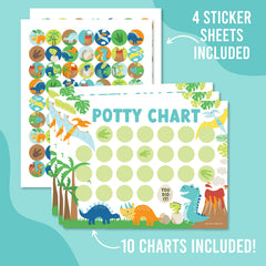 Hadley Designs potty-chart-dinosaur-boys-sticker-closeup highlights durable stickers for daily use.