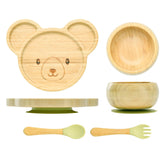 Imagination Junction bamboo suction plates with bear bowl minimize spills during meals