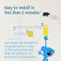 IMPRESA Light Switch Extender used in a kid's bedroom to promote independent lighting routines.