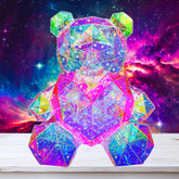 In His Name LED teddy bear night light with pink heart for calm bedtimes.
