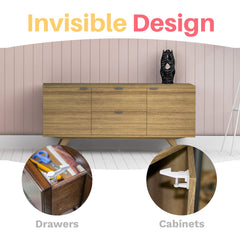Inaya 16-pack cabinet locks with 3M adhesive demonstrates easy stick-on installation