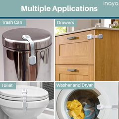 Inaya 5-pack cabinet latches on fridge door demonstrate sturdy no-drill installation
