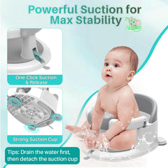 Inaya bath seat includes three toys to engage baby during bath.