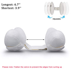 Inchant head-neck support with strap fasteners keeps head in place.