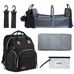 Inclusive LittleOnes diaper bag backpack with changing station—organized compartments for quick on-the-go prep.
