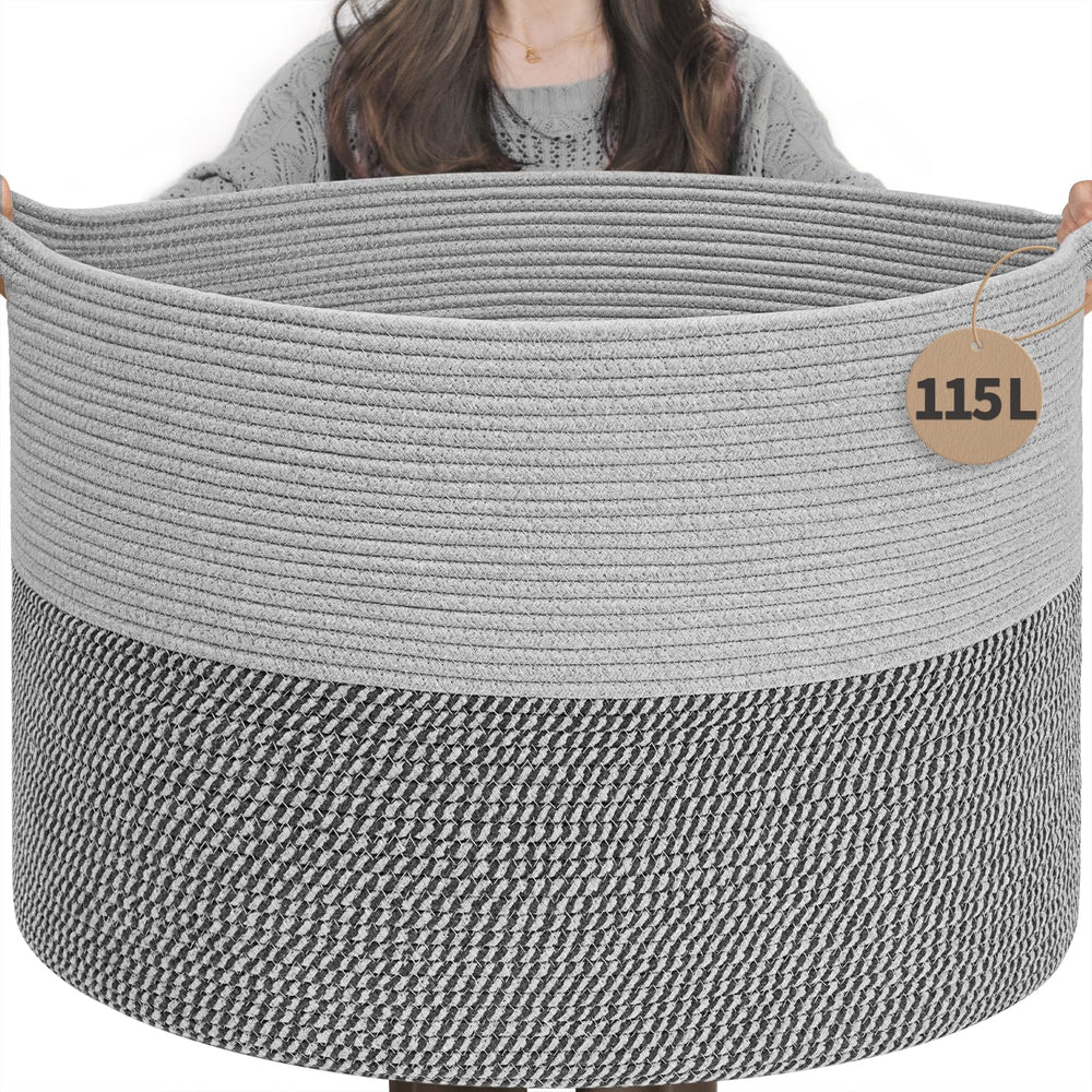 INDRESSME 115L blanket basket front view shows spacious storage for bedding.