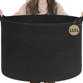 INDRESSME 115L blanket basket in living room, spacious toy and blanket storage.