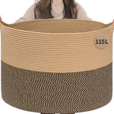 INDRESSME 115L blanket basket with spacious design for larger storage in living rooms.