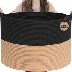 INDRESSME 115L cotton rope basket full view shows spacious storage