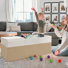 INDRESSME 185L toy box with sturdy handles for easy room-to-room transport.