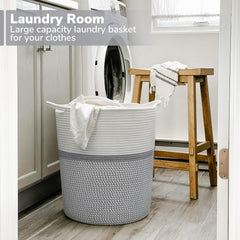 INDRESSME baby laundry basket with side handles in gray for easy portability around the home.
