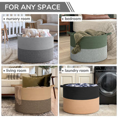 INDRESSME blanket basket grey boho style complements modern living rooms.