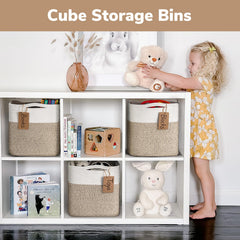 INDRESSME cube bin woven cotton texture closeup highlights durable, natural materials.