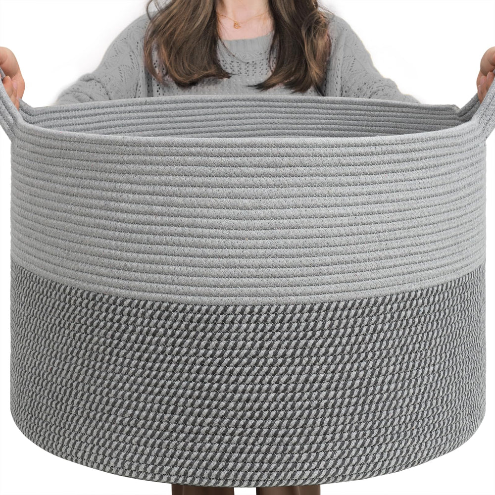 INDRESSME extra-large laundry basket gray folded for easy storage and decor.