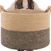 INDRESSME extra-large woven basket for blanket storage and tidy living room