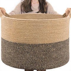 INDRESSME extra-large woven basket for blanket storage and tidy living room