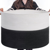INDRESSME large cotton rope basket front view demonstrates sturdy build for daily organization.