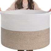 INDRESSME large laundry basket close-up cotton rope texture for natural storage