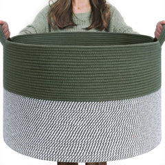 INDRESSME large laundry basket green front view offers clutter-free living room storage