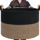 INDRESSME large storage basket with blankets in living room for clutter-free organization.