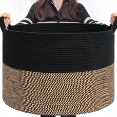 INDRESSME large storage basket with blankets in living room for clutter-free organization.
